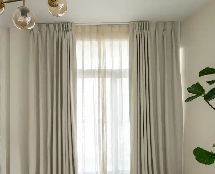 Sheer & Blackout | Curtains in Dubai - Best Price in UAE - Riyad Curtains Pinch Pleat Beige Sheer & Blackout Curtains