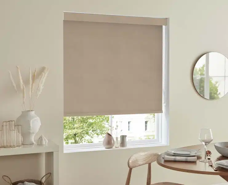 Roller Blinds | Curtains in Dubai - Best Price in UAE - Riyad Curtains Beige Blackout Roller Blinds With Box