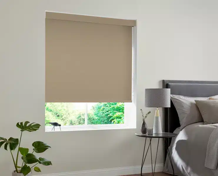 Roller Blinds | Curtains in Dubai - Best Price in UAE - Riyad Curtains Brown Blackout Roller Blinds With Box