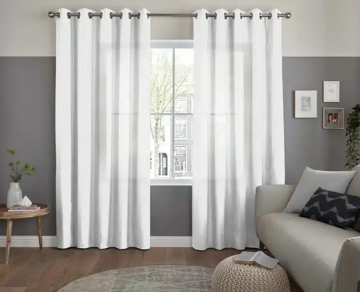 Sheer Eyelet Curtains | Curtains in Dubai - Best Price in UAE - Riyad Curtains White Non-Blackout Eyelet Curtains
