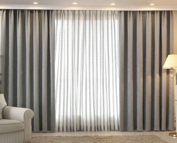 Sheer & Blackout | Curtains in Dubai - Best Price in UAE - Riyad Curtains Design Sheer & Grey Blackout Curtains