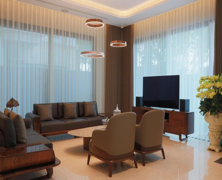 Sheer & Blackout | Curtains in Dubai - Best Price in UAE - Riyad Curtains Brown Sheer & Blackout Curtains